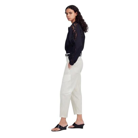 NWT J.Crew White Barrel-Leg Utility Cargo Pants Cotton Twill Size 12 - Picture 3 of 10